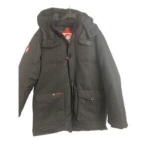 Canada Weathergear XL Outdoor Hooded Full Zip Button Winter Jacket Black